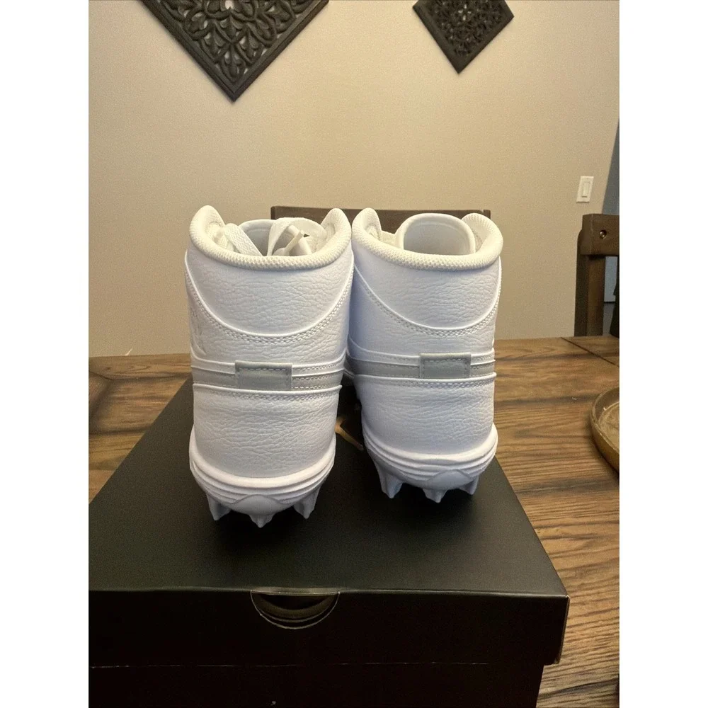 Jordan 1 Mid TD White Grey Fog Football Cleats FJ6805-101 Mens Size 10 …X2